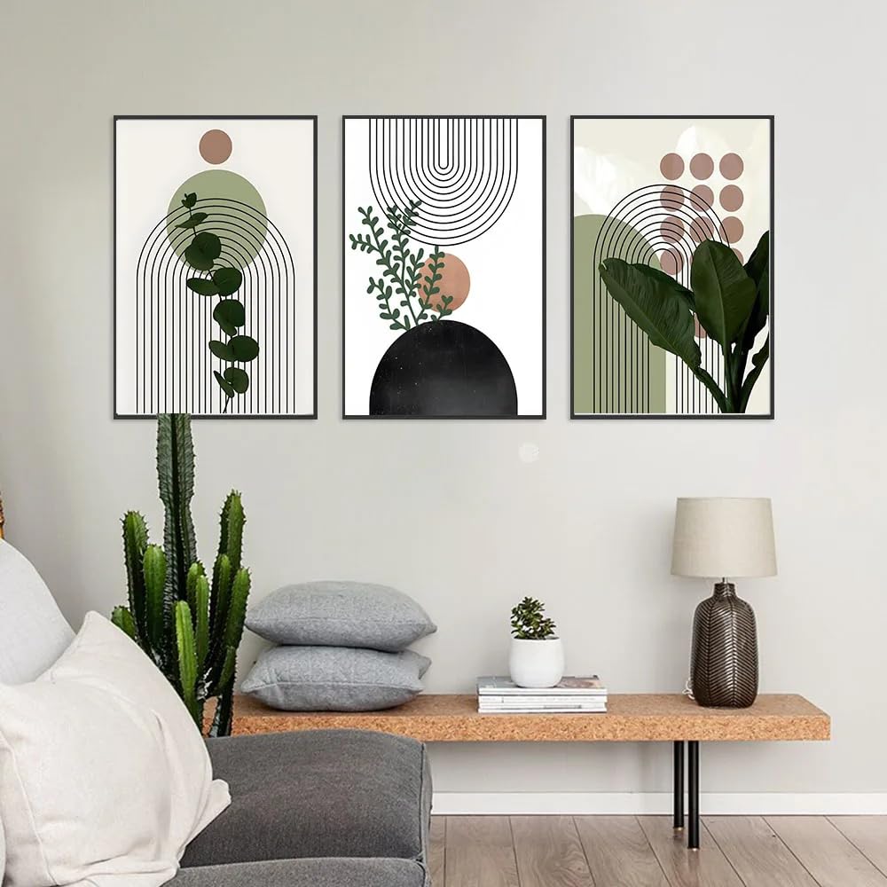 WBYZAC Botanical Posters-Tropical Plant Abstract Canvas Wall Art Poster Modern Green Plant Leaves Wall Prints Painting Picture for Bedroom Living Room Kitchen Decor-60 * 70cm*3PCS (No Frame)