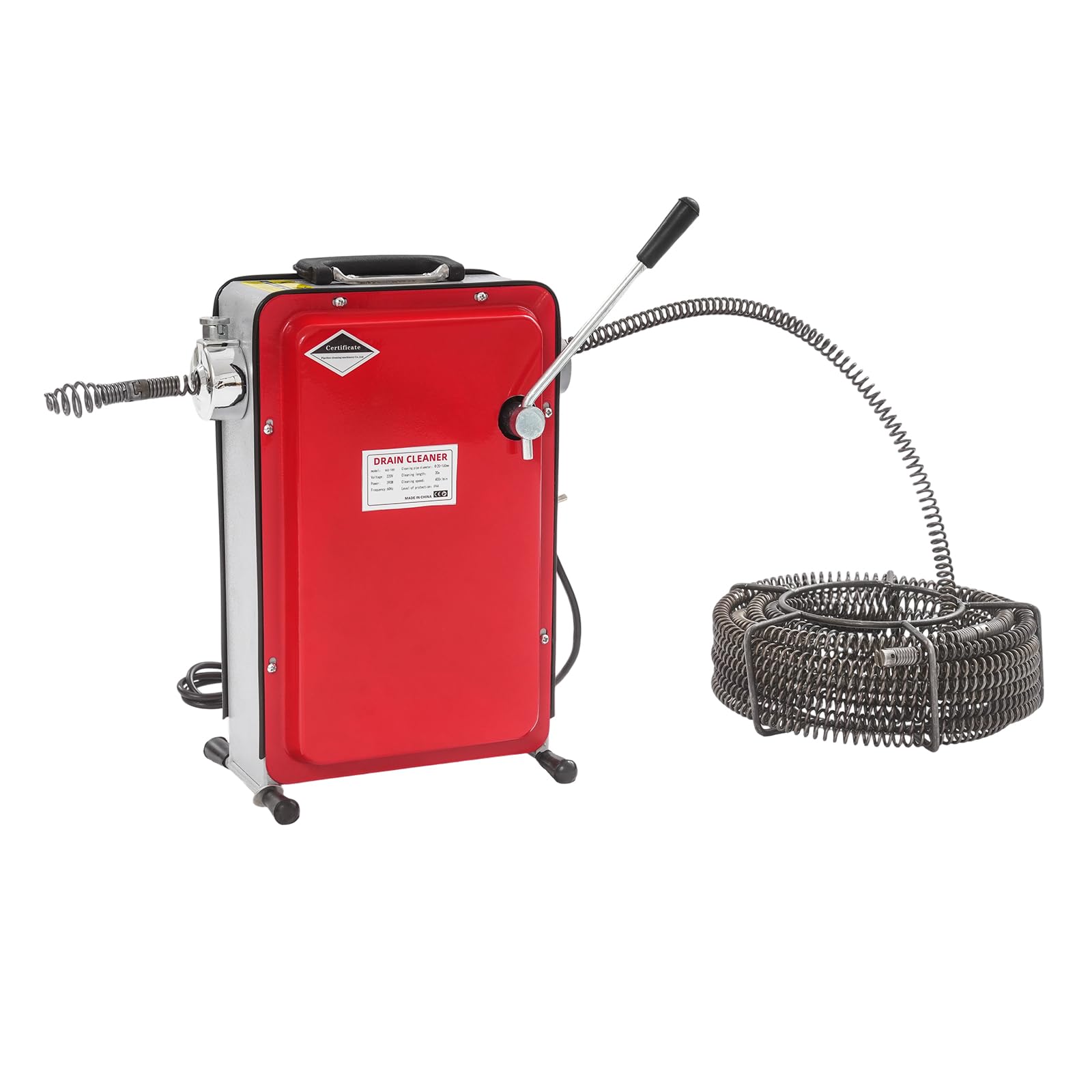 Limpiador de tuberías 240 W, 400 rpm, con manguera en espiral de 22 m, para tuberías de 20 a 100 mm de diámetro, limpiador de tuberías eléctrico, limpiador de desagües