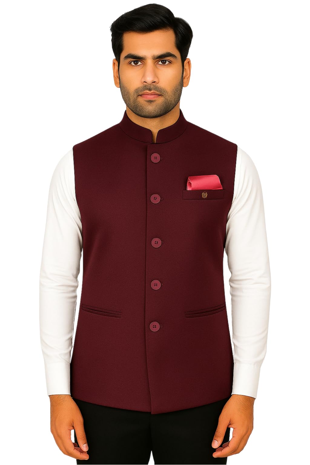 MEN 'S NEHRU MODHI JACKET (WAISTCOAT) - ALONG WITH INNER POCKET PREMIUM FABRIC WITH WOOL BLEND LINING STYLISH SLEEVELESS REGULAR FIT WAISTCOAT FOR FESTIVELS- FORMAL AND CASUAL