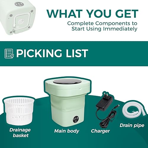 Miniatura 3 de Mini lavadora portátil para apartamentos  Compacto y plegable para encimera, lavadora y secadora combinado, pequeña lavadora portatil, lavadora de