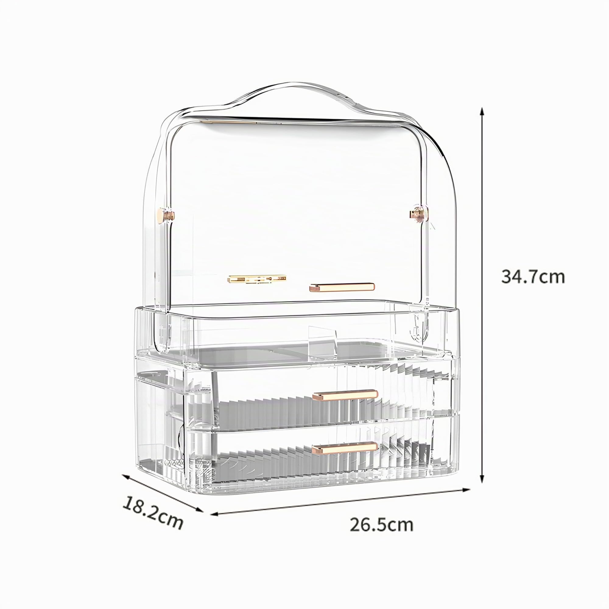 Porta Trucchi Organizer Trucco con Maniglie Skincare Organizer Bagno con Cassetti Grande Capacità Makeup Contenitore Elegante Organizzatori Cosmetici adatti a Camera da Letto Toletta