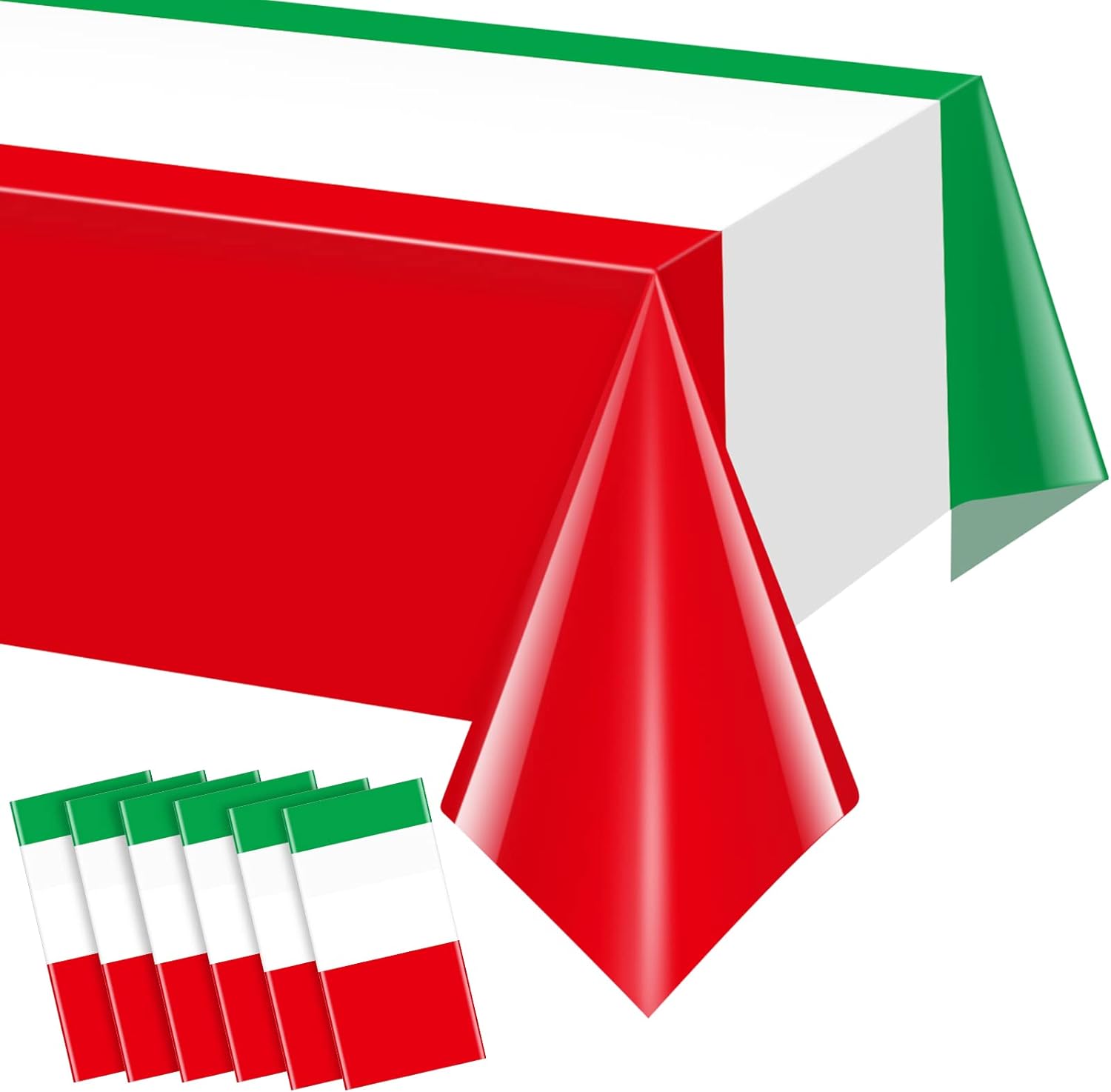 3 Pack Italian Flag Tablecloth, Italian Themed Disposable Plastic Tablecloth, Rectangle Italian Table Cover for Italy Family Gathering Christmas Party Decorations and Party Supplies 54 x 108 Inch