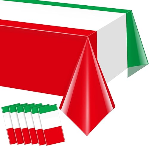 Paquete de 6 manteles de plástico desechables con bandera italiana, manteles de plástico desechables con temática italiana, para reuniones