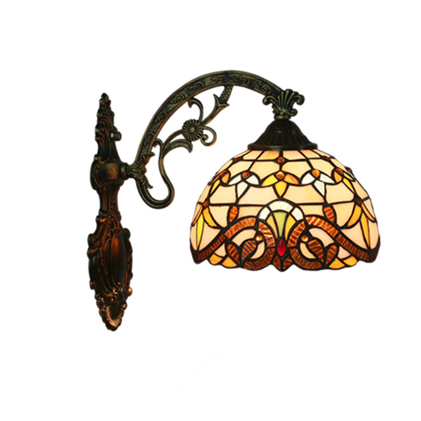 NHPJFDC Baroque Wall Sconces, 7.8Inches Tiffany Style Stained Glass Wall Lamp Elegant Victorian Wall Light Fixtures For Staircase Bedroom Hotel Living Room