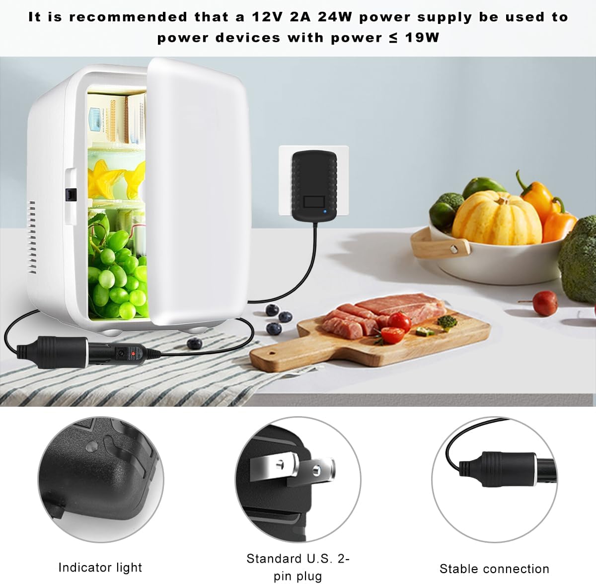 AC to DC Converter, 2A 24W Auto Cigarette Lighter Socket Wall Outlet Adapter, 100-240V to 12V Power Supply Transformer for Inflator Refrigerator & Other Car Devices