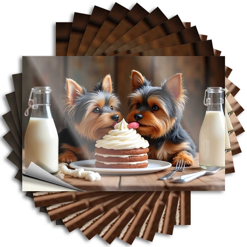 Fzfn Colour Two Puppies Enjoying A Sweet Treat Feminist Teen Decor - Decals Window Removable Vinyl Decal(6X9cm)