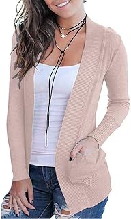 Women's Open Front Casual Long Sleeve Knit Classic Sweaters Cardigan wit...