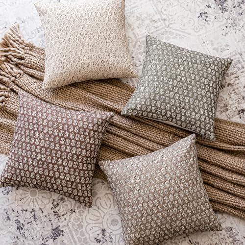 Image of Foindtower Set of 2 Decorative Vintage Floral Print Throw Pillow Covers Neutral Modern Farmhouse Cushion Covers Boho Home Decor for Sofa Couch Chair Bedroom Living Room,24x24 Inch,Wine Red