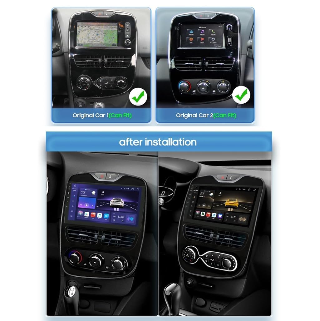 9" Android 12 2 Din Autoradio Bluetooth Main Libre avec pour Clio 4 2012-2016 Poste Radio Voiture Soutient USB FM AM Carplay HD Multi-Touch Écran,K2 4 Core WiFi 1G+32G