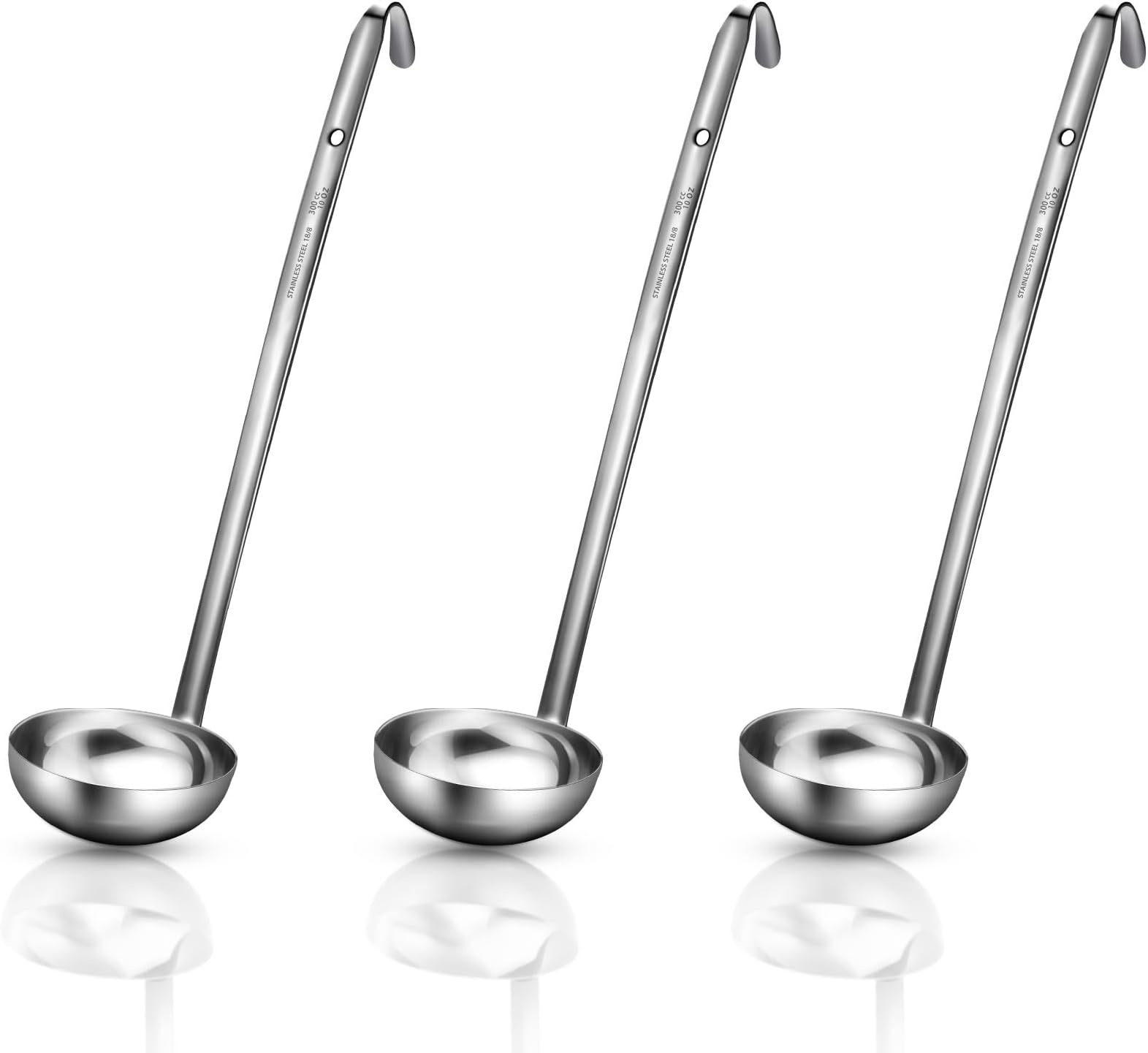 meekoo Stainless Steel Ladle Soup Handle Ladle with Pouring Rim for Kitchen Cooking Soup Sauce