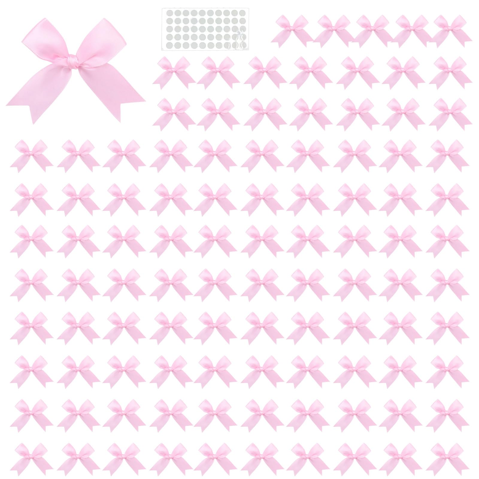 NEWFT 100Pcs Colorful Wrapping Bowknot 8cm Polyester Ribbon Bowknot for Wedding Birthday Valentine's Day Packaging