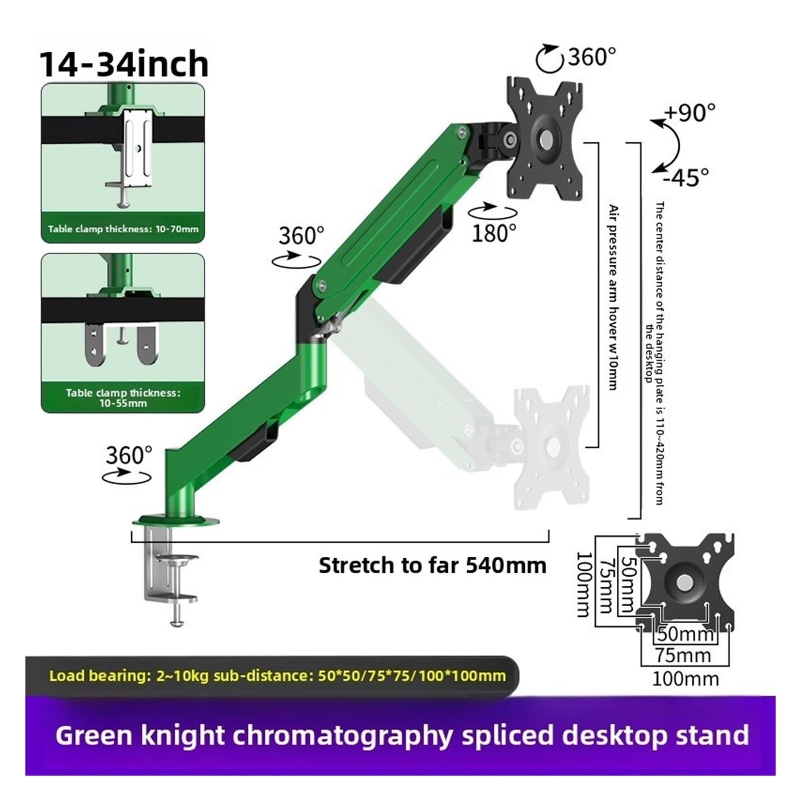 braccio per monitor, Supporto for monitor singolo, 14-34 pollici