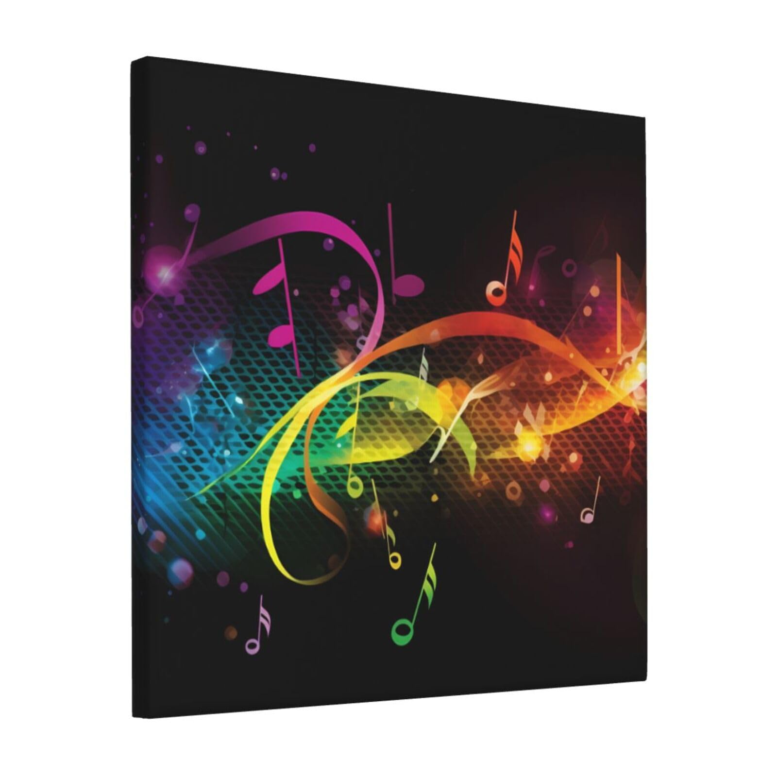 KLOPH Colorful Music Notes Canvas Wall Art for Living Room 12"x12" Modern Artwork Painting for Bathroom Hanging Canvas Prints Aesthetic Wallart for Bedroom Kitchen Office Wall Decor