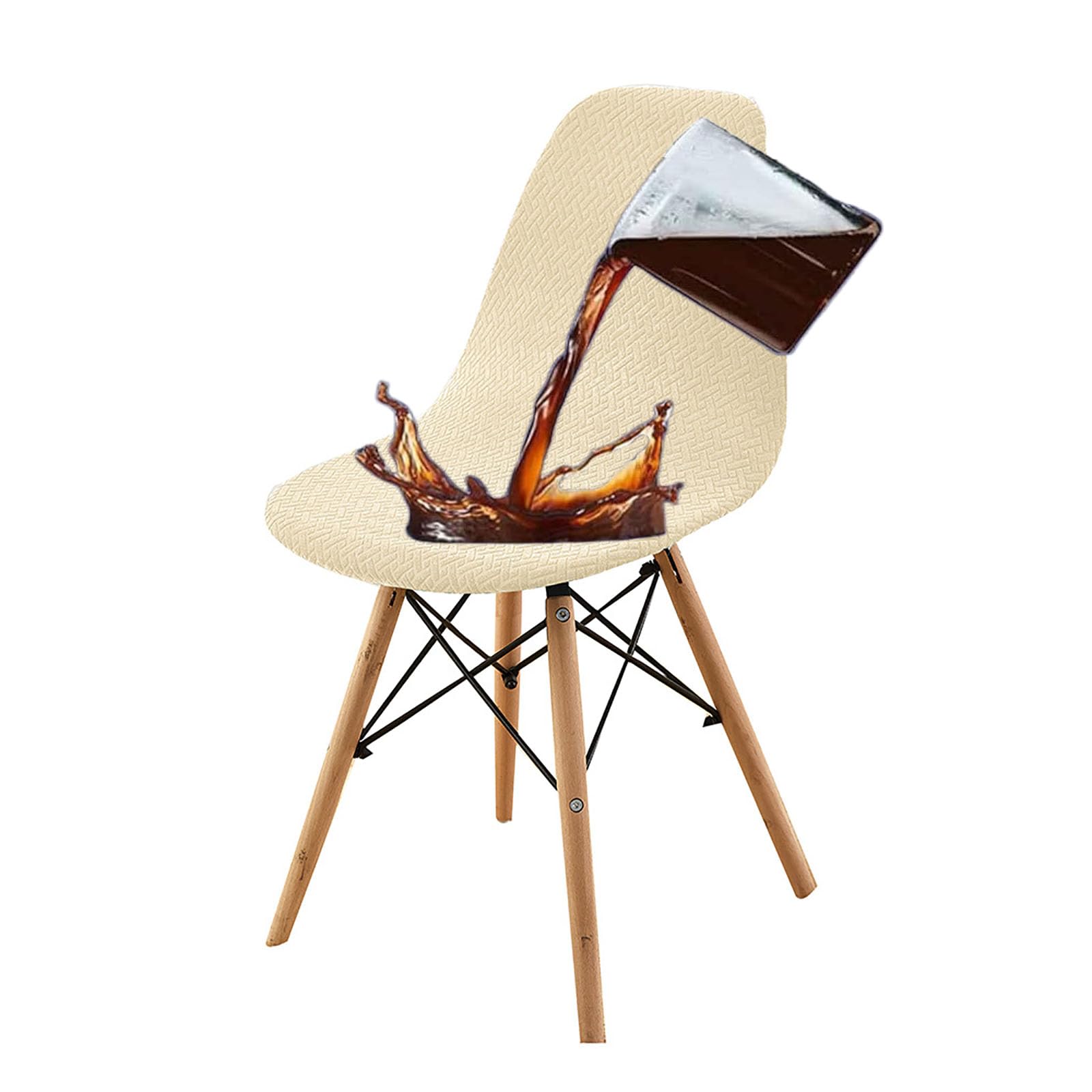 Housses de chaise imperméables extensibles contre taches repas lot de 2 beige