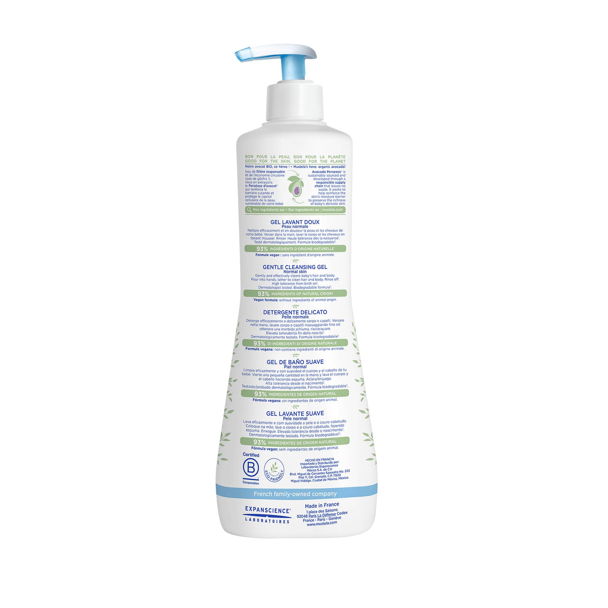 Mustela Detergente Delicato, Corpo e Capelli, per Neonati, Bambini, Adatto a tutta la Famiglia - Deterge Delicatamente e Non Brucia agli Occhi, 93% Ingredienti di Origine Naturale (500ml) - 3