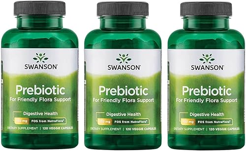 Swanson Cápsulas prebióticas Promueve el apoyo de la flora amigable y la salud digestiva general Fibra prebiótica que promueve la salud intestinal