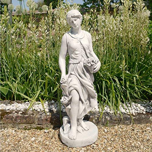 Statues & Sculptures Online White Stone Effect Finish Spring Maiden 84Cm Four Seasons Stone Resin Garden Statue