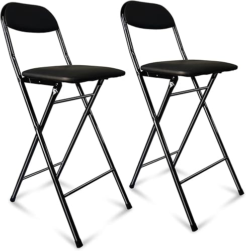 UWEAR Taburete de bar plegable con respaldo, silla plegable de cuero acolchada de altura de mostrador, taburete plegable portátil para adultos, al