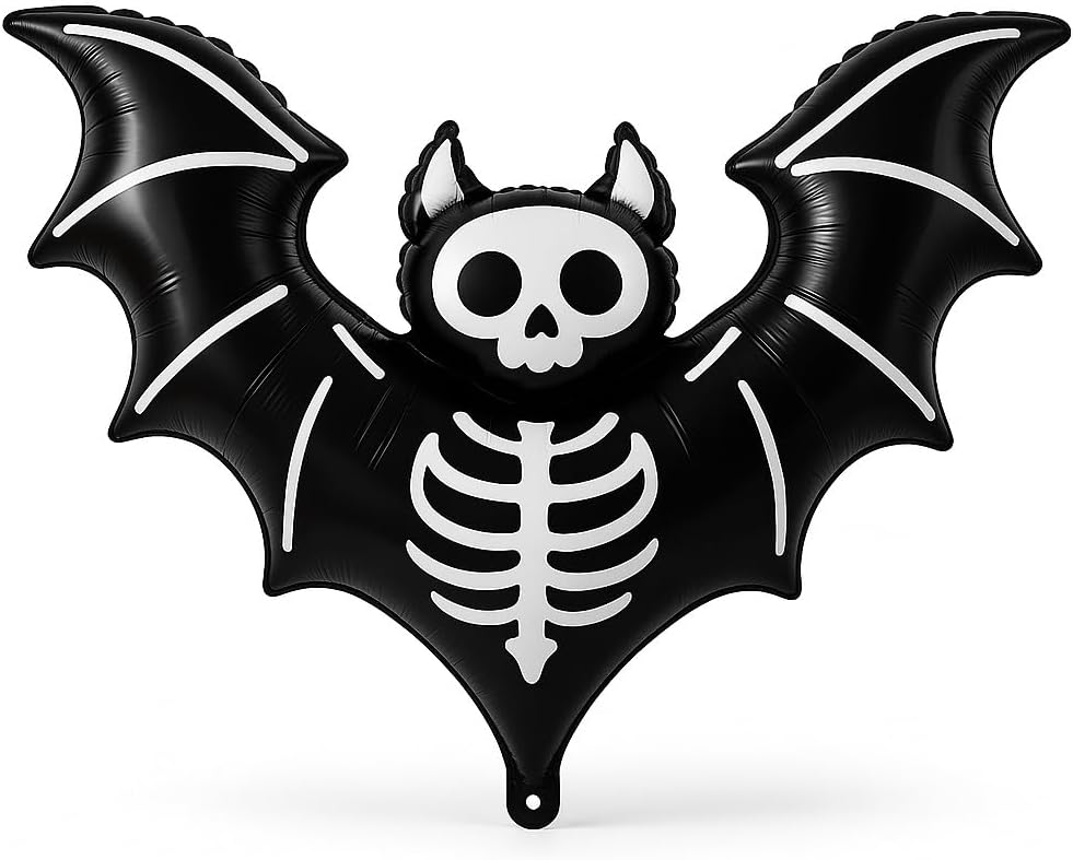 Balão Halloween Foil Gigante 3D e Cartelado (Morcego Esqueleto)