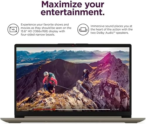 Lenovo IdeaPad 15.6 inch Laptop Computer with Microsoft 365 Home and Business • 8GB RAM • 256GB PCIe SSD • Intel Core • Wi-Fi 6 • 1TB Cloud Storage • 11HR Battery • Windows 11