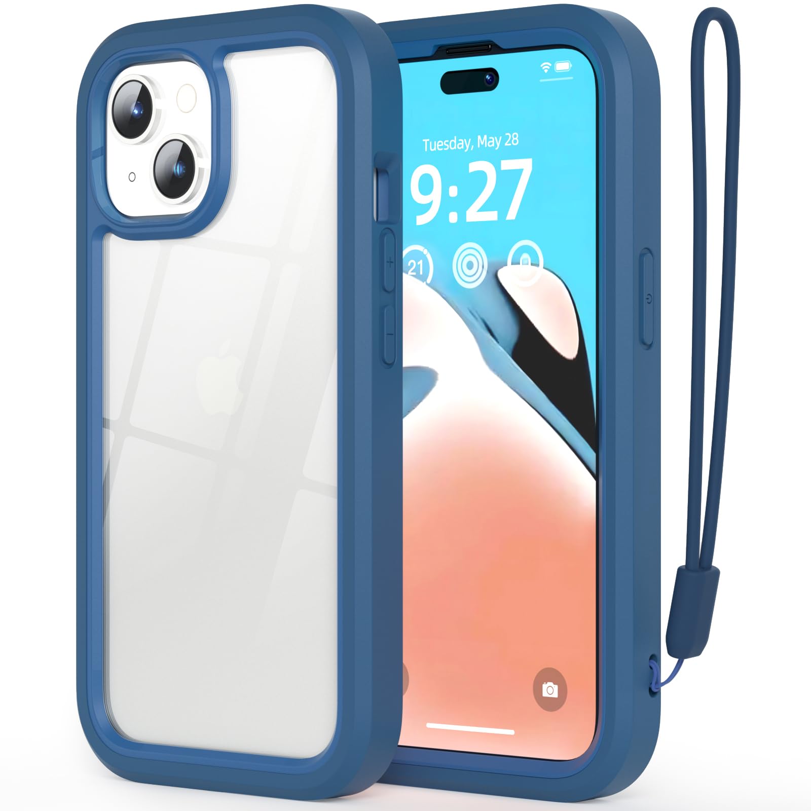 WXR Compatible with iPhone 15 case,Soft Silicone Bumper & Crystal Clear Hard PC Back and Hard PC Inner,[Military Grade Drop Protection] 3in1 Heavy