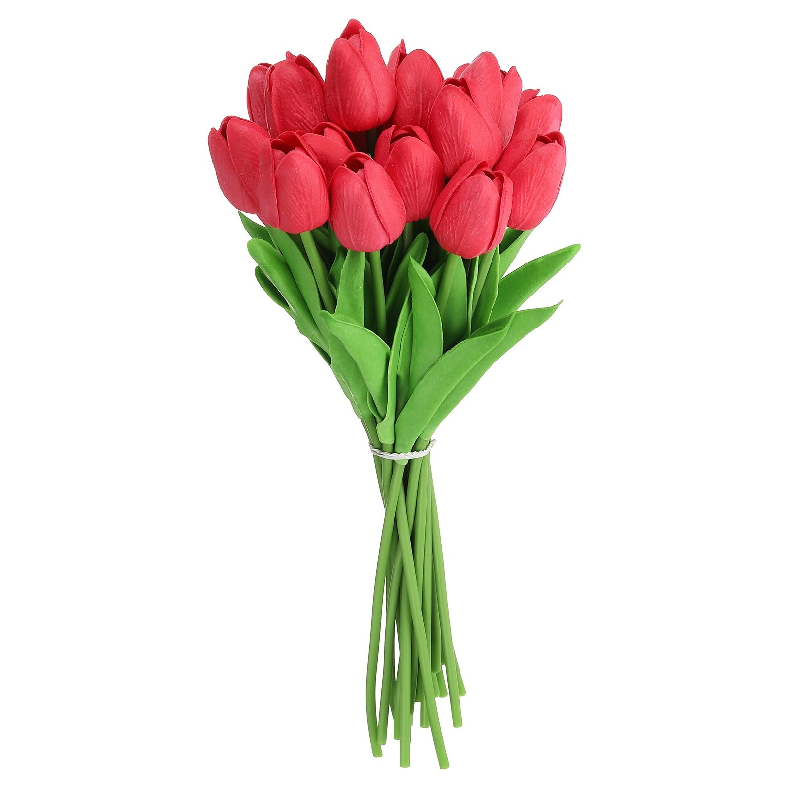 Tulipes artificielles en soie rouge foncé pour bouquet de mariage et décoration romantique