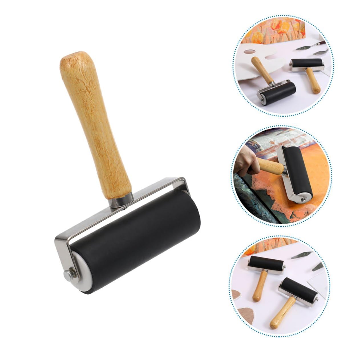Mipcase 4pezzi Rullo Brayer in Plastica per Lavori Artigianali Stampa e Applicazione di Inchiostro Applicatore di Colla per Pittura e Progetti Grafici