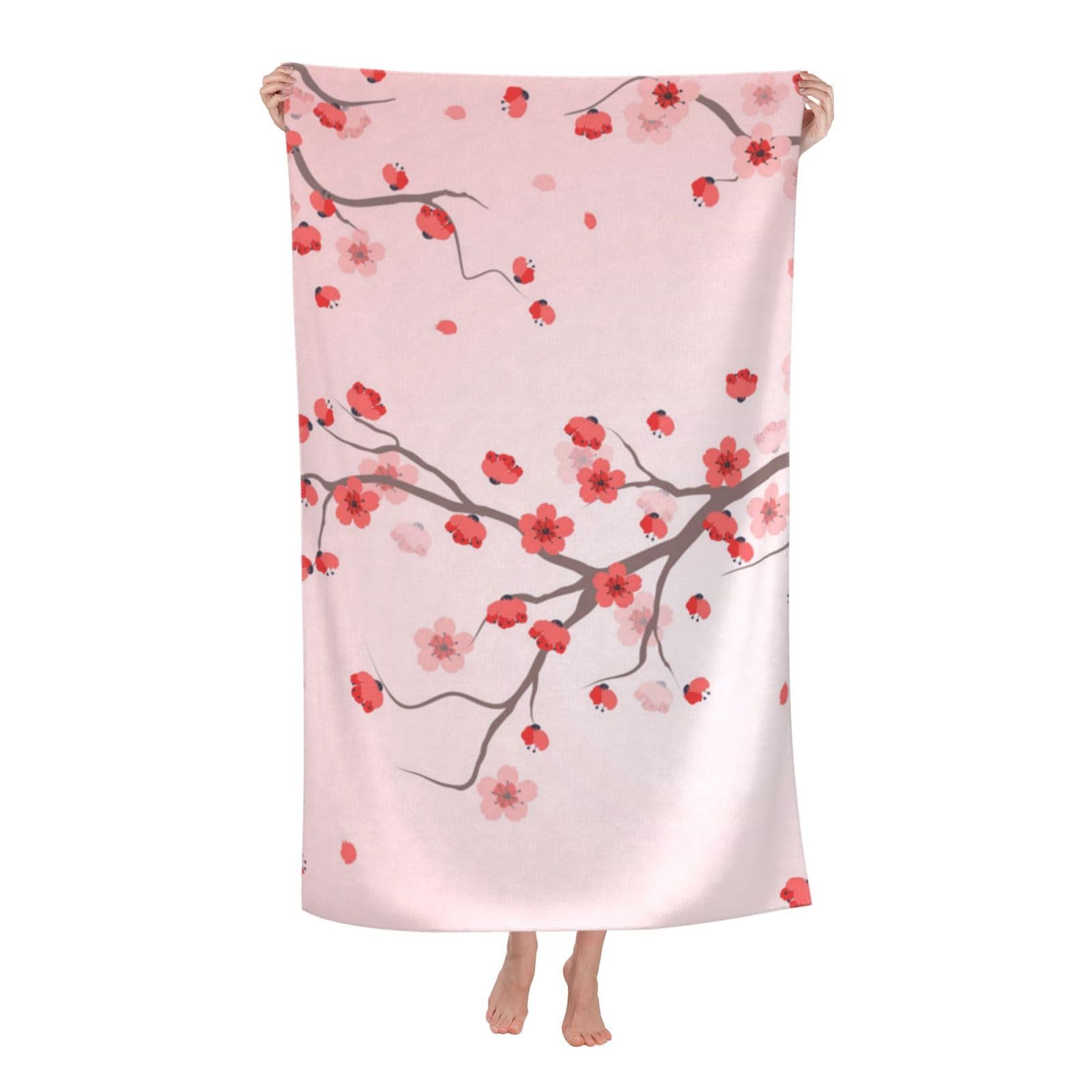 LSRCPD Beach Towel Cherry Blossom Microfiber Beach Towels Blanket Oversized Tropical Big Extra Large XL Pool Towels Quick Dry Sandproof for Women Girls Kids