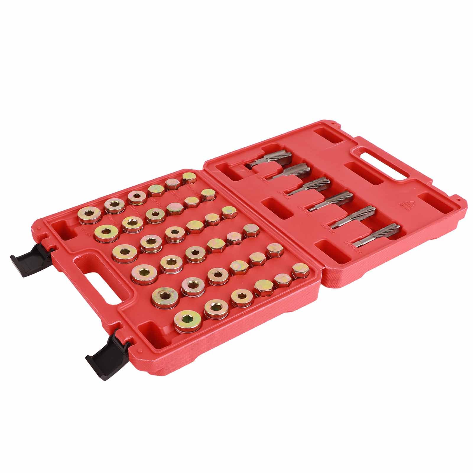 114 Piezas Kit de reparación de Roscas de cárter de Aceite Juego de Herramientas de tapón de Drenaje de Caja de Cambios de sumidero M13 M15 M17 M20 M22