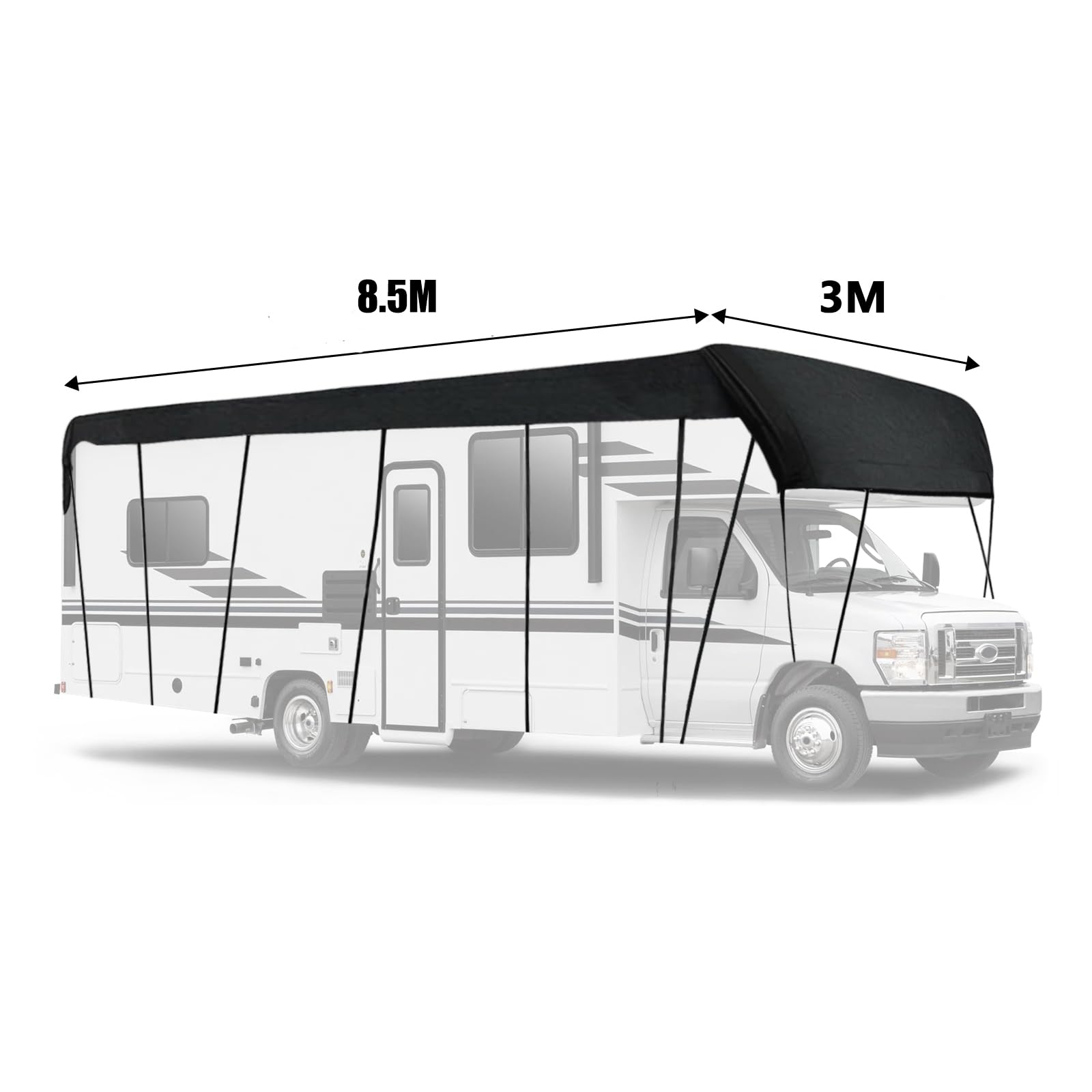 NEWFUN Abdeckplane Wohnwagen, Wohnwagen Plane, Wohnwagen Abdeckplane, Universal 210D Wohnwagenabdeckung für Universal-Wohnwagenverdecke, UV-Schutz, Sonnenschutz, Schneeschutz, Frostschutz (8.5 * 3)
