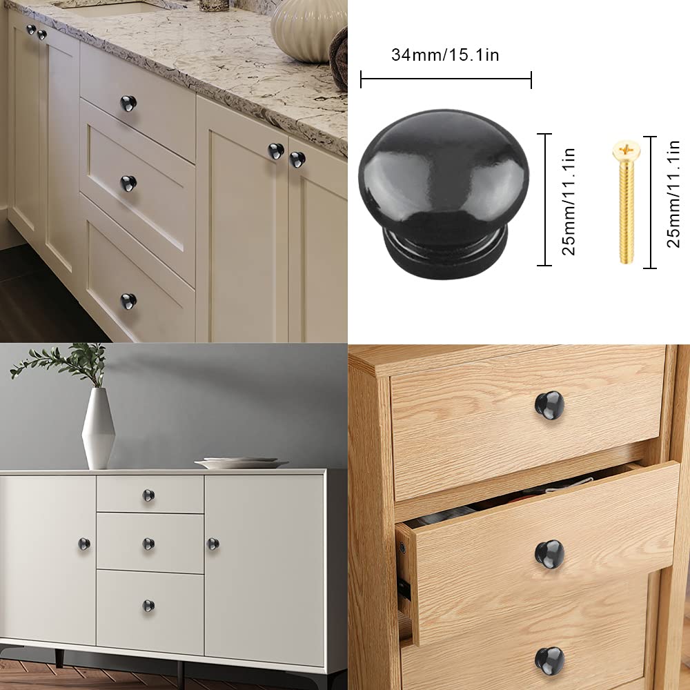 Yijunmca 12 Pack Round Cabinet Pulls, 34mm Wooden Drawer Knobs With Screws for Dresser Furniture, Kitchen, Bathroom Cupboards - Image 2