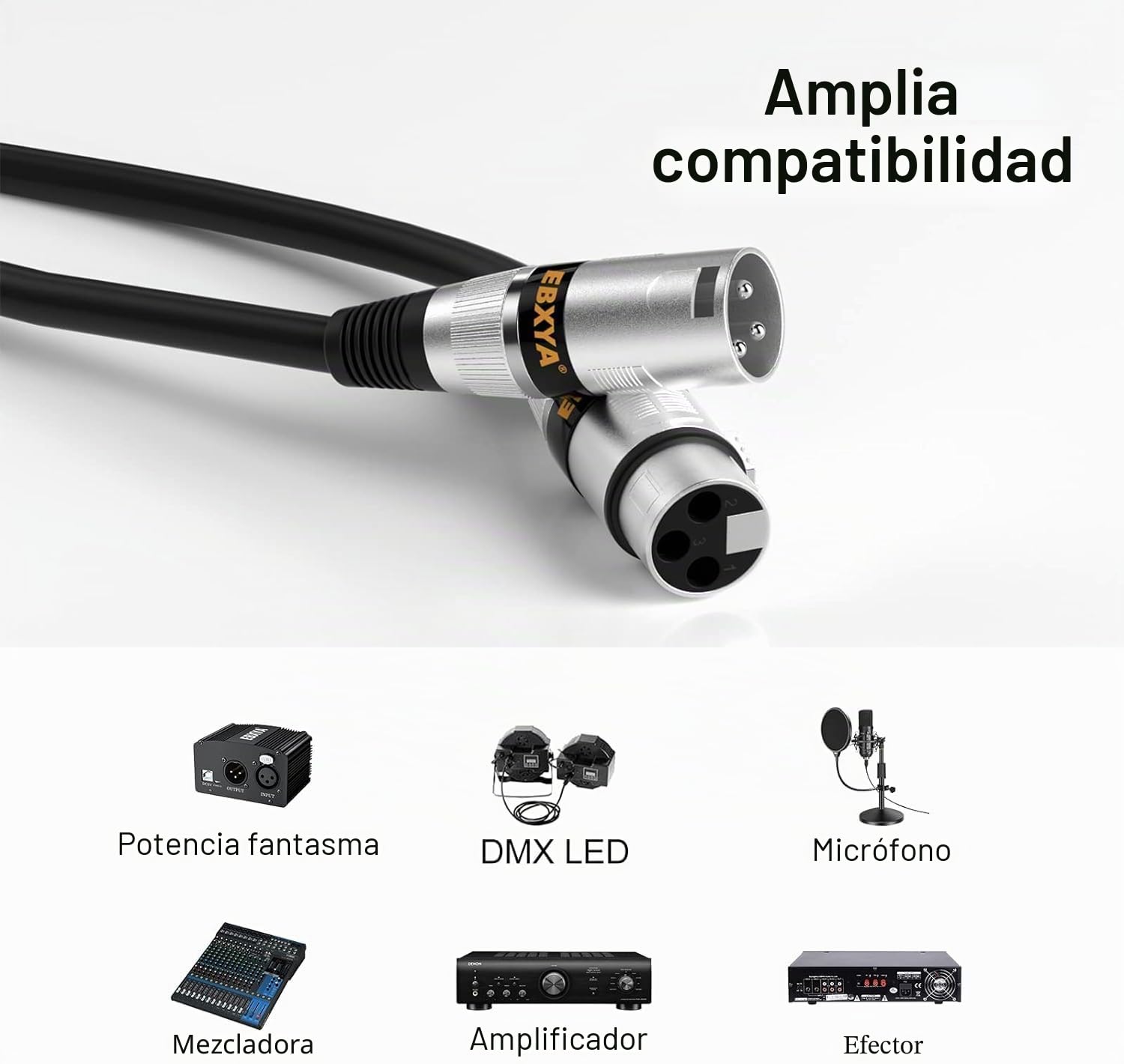 EBXYA Cable XLR 15m 2-Pack Profesional para PA, Estudio y Mezclador