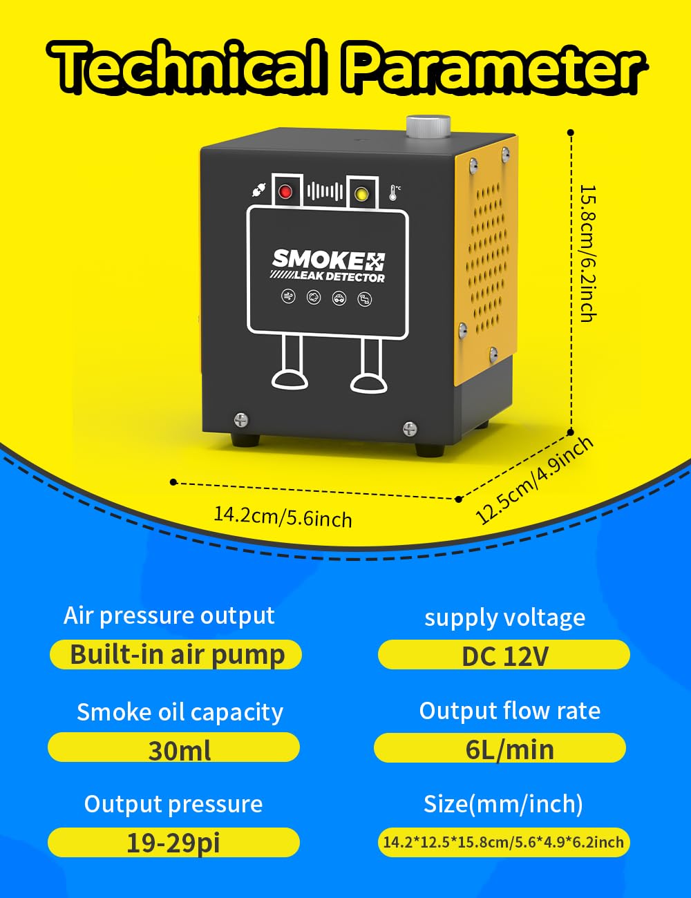 Smoke Machine Automotive Diagnostic Detector - 12V DC EVAP Smoke Leak Tester with Built-in Air Pump for Vehicle Pipe System