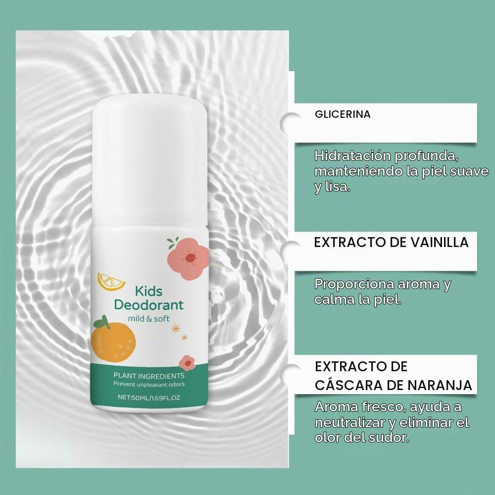 Desodorante Infantil Para Niñas Y Adolescentes, Desodorante Antitranspirante Con Una Fragancia Agradable Y Natural, Hipoalergénico, Con Ingredientes Naturales, Aroma A Vainilla Y Cítricos (1pcs)