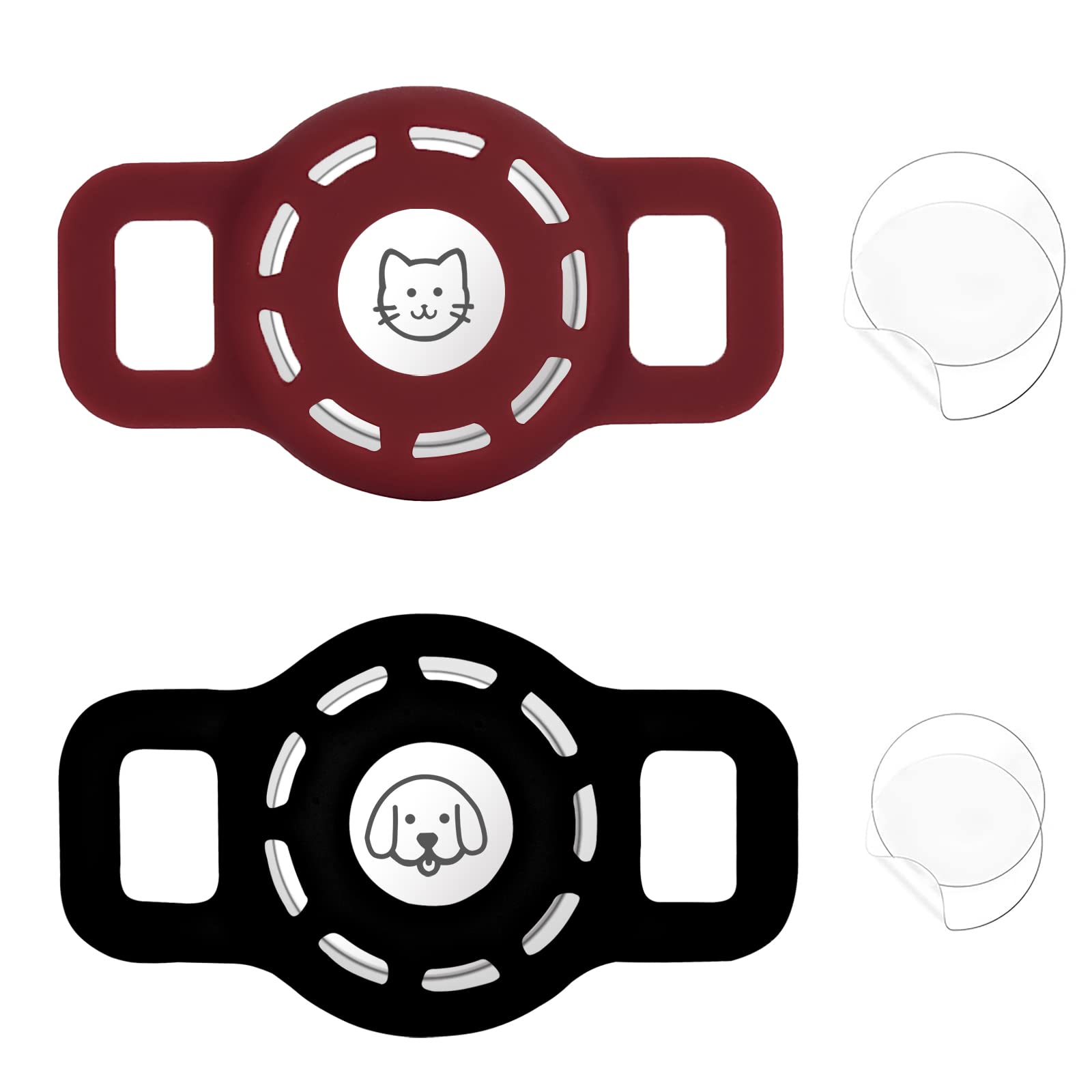 Airtag Cat Collar Holder for Apple Air Tag Cat Collar Holder Within 5/8 inch, Airtag Dog Collar Holder Small, 2 Pack Airtag Pet Collar Holder for Apple Airtag Collar and 2 Pack Airtag Protector