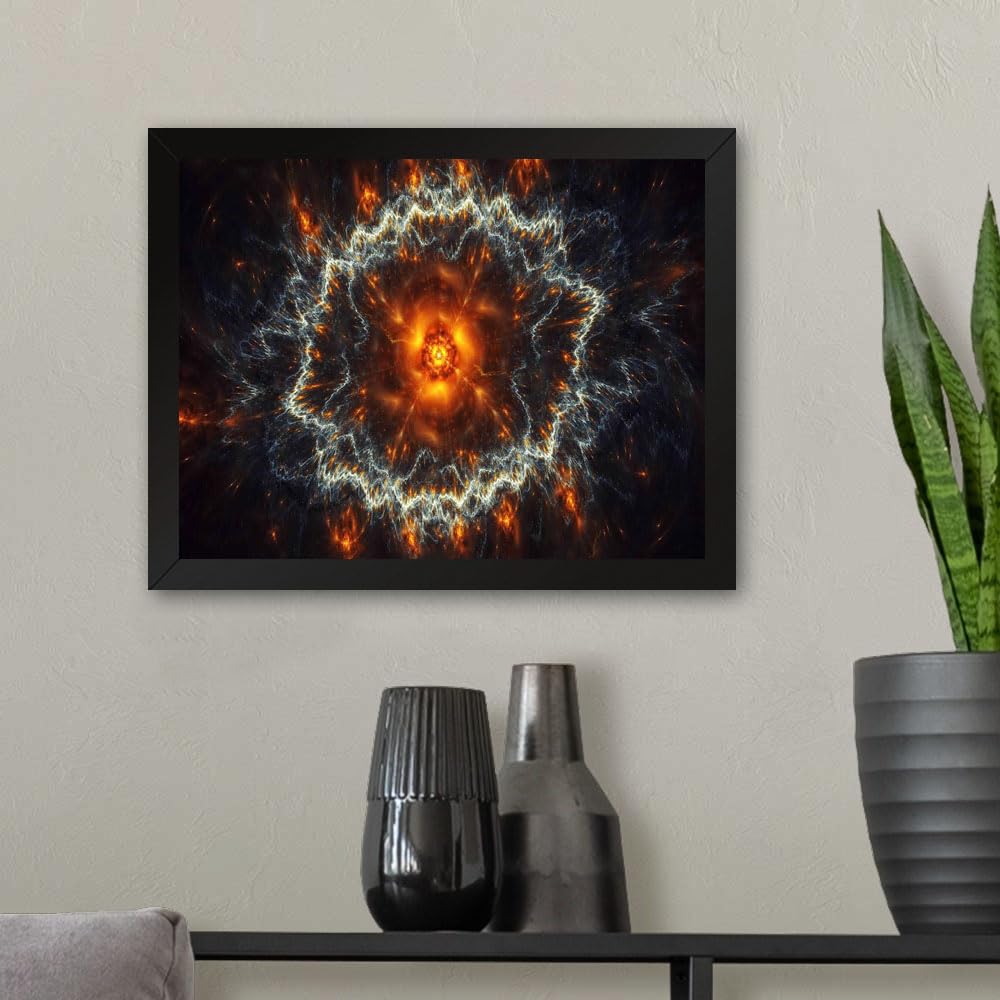 GADGETS WRAP Printed Photo Frame Matte Painting for Home Office Studio Living Room Decoration (11x9inch Black Framed) - Supernova 2