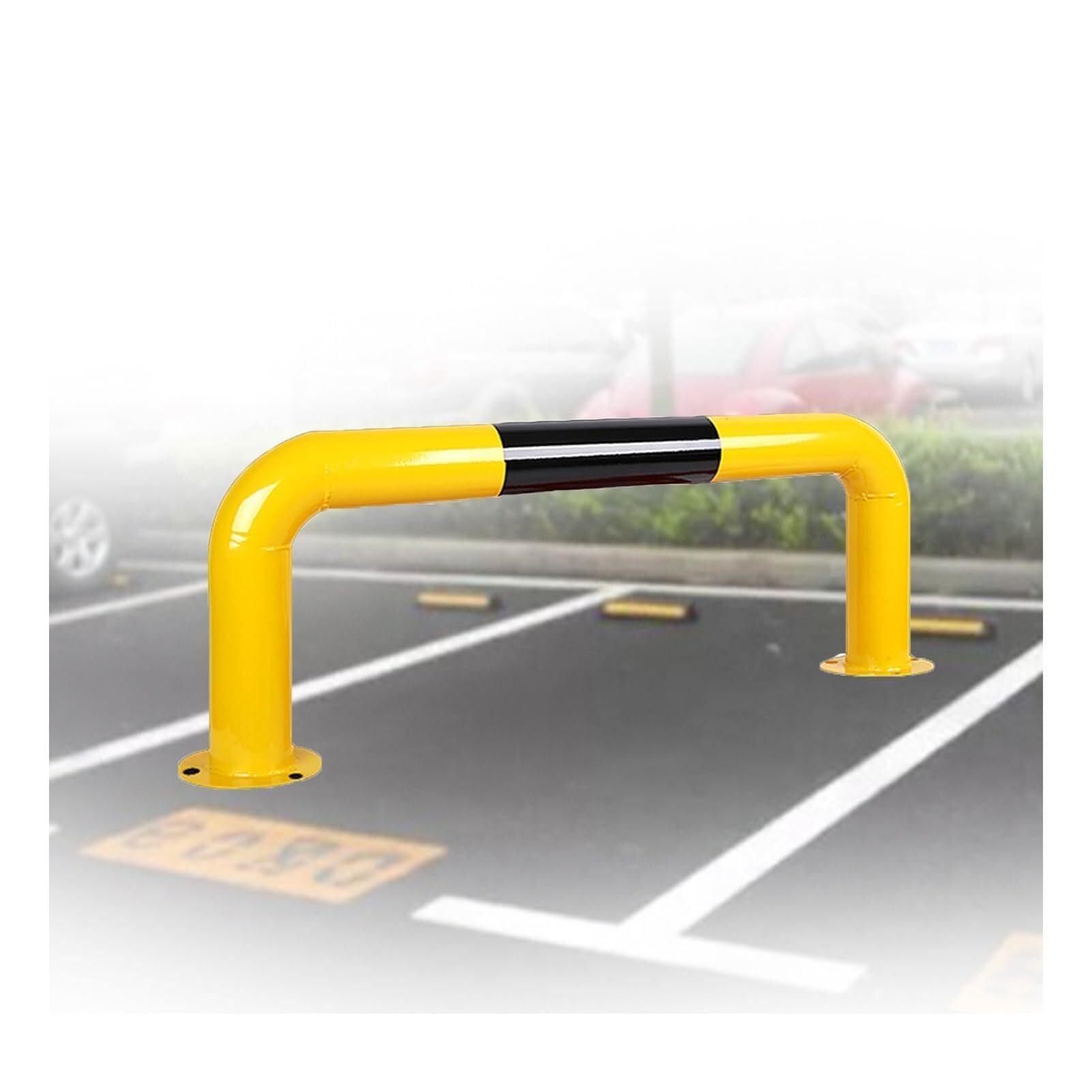OLSKFUH U Shape Security Bollards For Driveway, Warehouse & Garage - Traffic Warning Post With Reflective Strips,50x30x0.15cm
