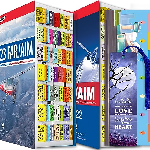 shemist FAR/AIM 2023/2022 Tabs for Private Pilot , Tear-Resistant Color-Coded and Laminated Tabs with Bookmark and Placement Template, 87 Tabs in Total with 9 Blank Index Tabs (Color-Coded)