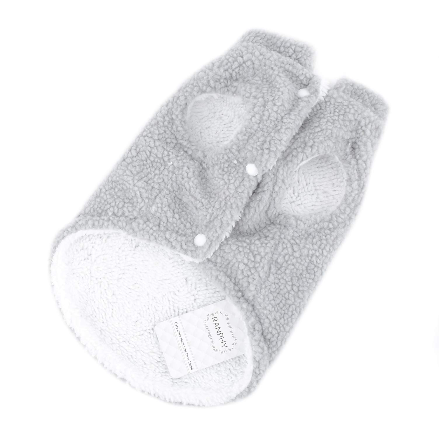 Ranphy Sherpa Fleece Small Dog Clothes for Boys Girls Winter Puppy Cat Coat Soft Vest Outfits Warm Sweater Chihuahua Yorkshire Terrier Parka Costume Apparel Cute Halloween Christmas Clothing Gray S - Image 4
