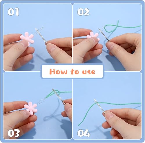 Miniatura 4 de Juego de agujas de hilo, agujas de tapiz dobladas, agujas de coser de plástico para ojos grandes, agujas romas de ojo grande, agujas para tejer