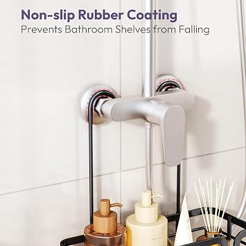 SWTYMIKI Shower Caddy Hanging Organiser - Over Door Shower Caddy with Soap Holder, 11 Hooks, 2 Installation Ways for Shower Organiser, Stainless Steel Shelf Hanging for Bathroom Shampoo, Conditioner