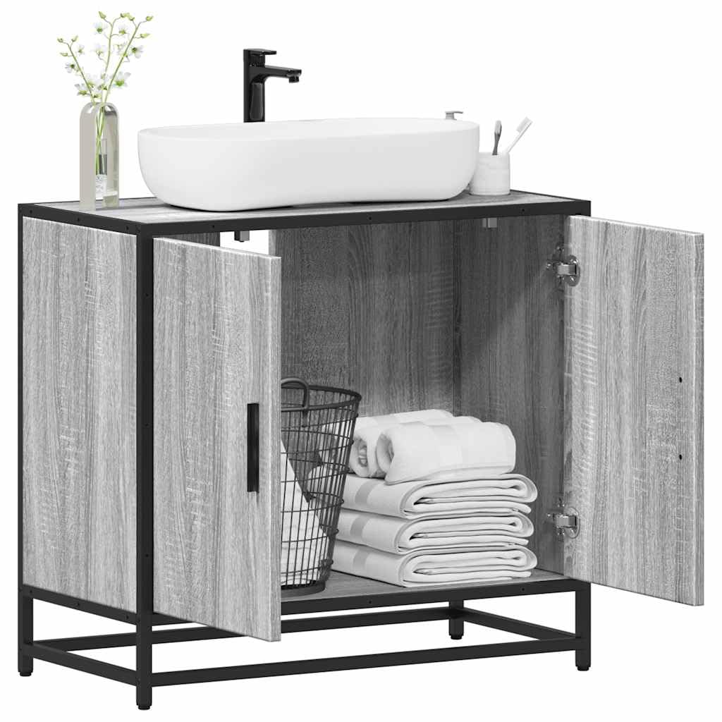 Tomostar Meuble sous Lavabo, Meuble de Rangement Salle de Bain Sonoma Gris 65x33x60 cm