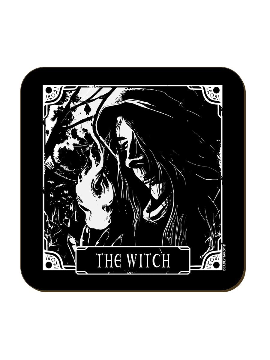 Deadly Tarot Black The Witch Coaster 9.2X9.2cm