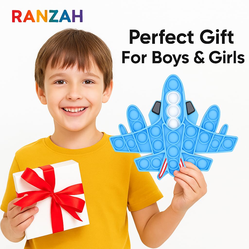 RANZAH Airplane Shape Pop It Fidget Toy, Silicone Sensory Bubble Push Toy for Kids & Adults, Stress Relief - Image 3