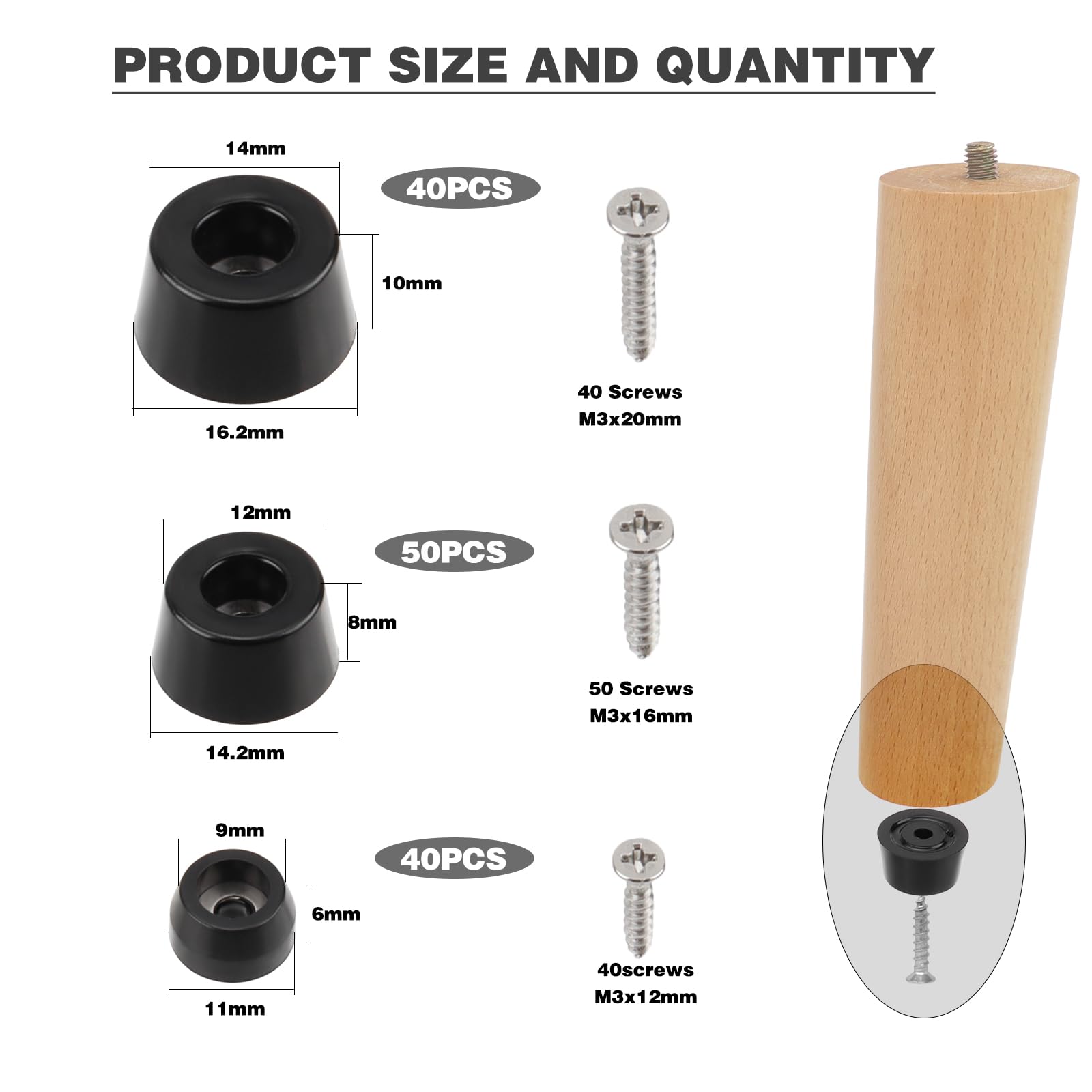 Wkmamo 130 Pcs Cutting Board Feet,Black Round Rubber Feet Bumpers Pads - Image 2