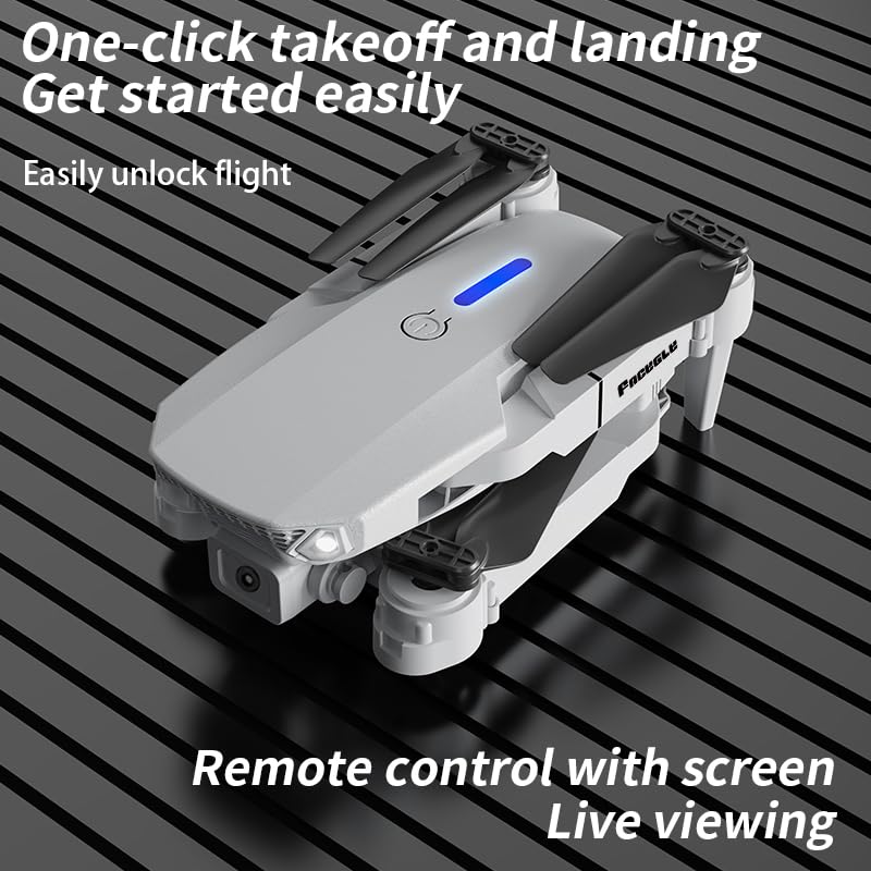 E88 Nova Drone con Telecomando a Schermo da 2.4" e Luci RGB, Trasmissione Video in Tempo Reale, Decollo/Rientro Automatico, Volo a Traiettoria - Drone Intelligente per Adulti e Principianti (black)
