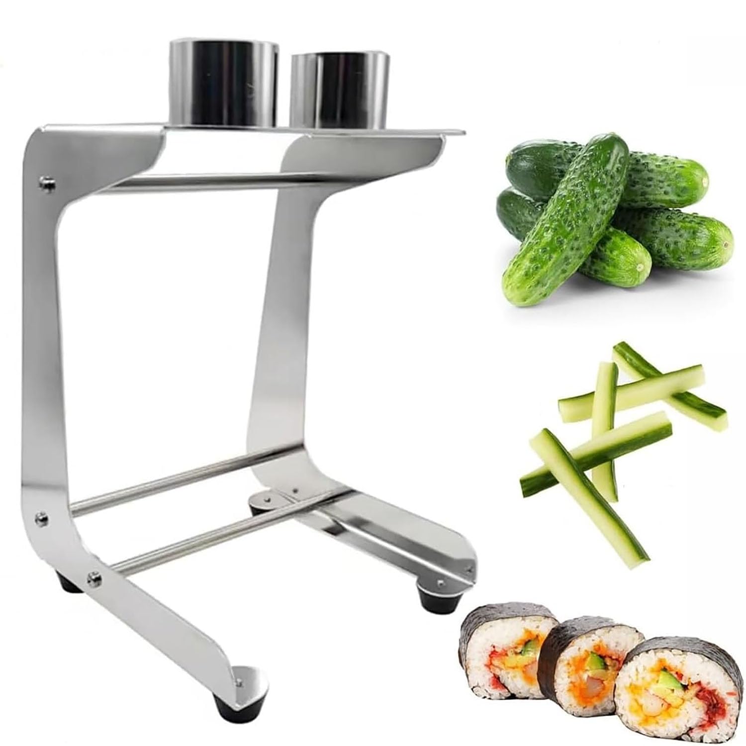 Affettatrice Manuale per Cetrioli E Carote con Doppia Lama, velocità di Taglio di 10 Fette/Minuto, Diametro di Taglio ≤45 Mm, Ideale per Mense, Ristoranti di Sushi E Bar