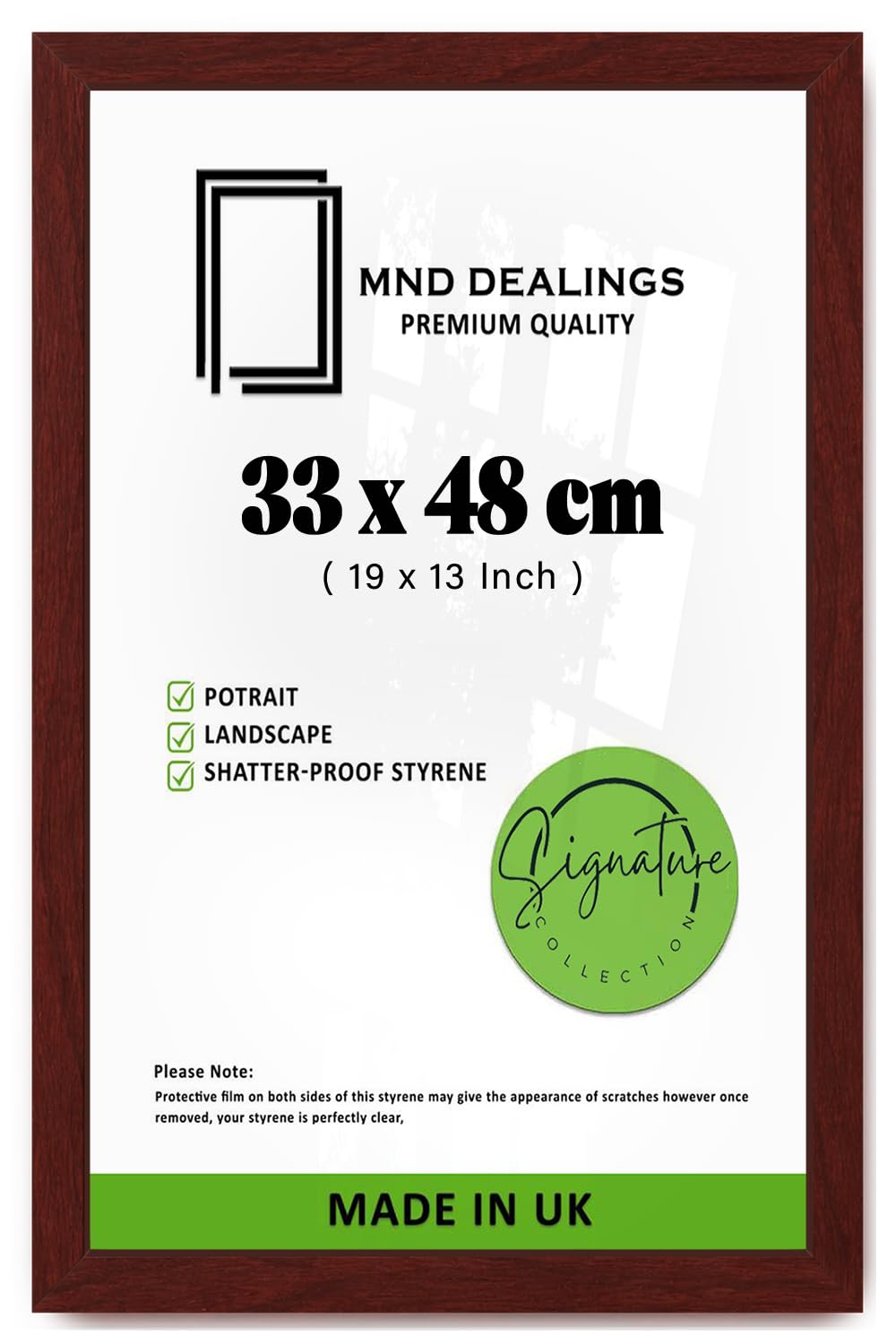 MND Dealings — Rectangle Mdf 33 X 48 Cm Picture Frame | 19 X 13 Inch Wall Photo Frame With Wood Finish Mahogany For Home Decor, Rustic Wall Hanging, Portrait And Landscape Display Art — image 1