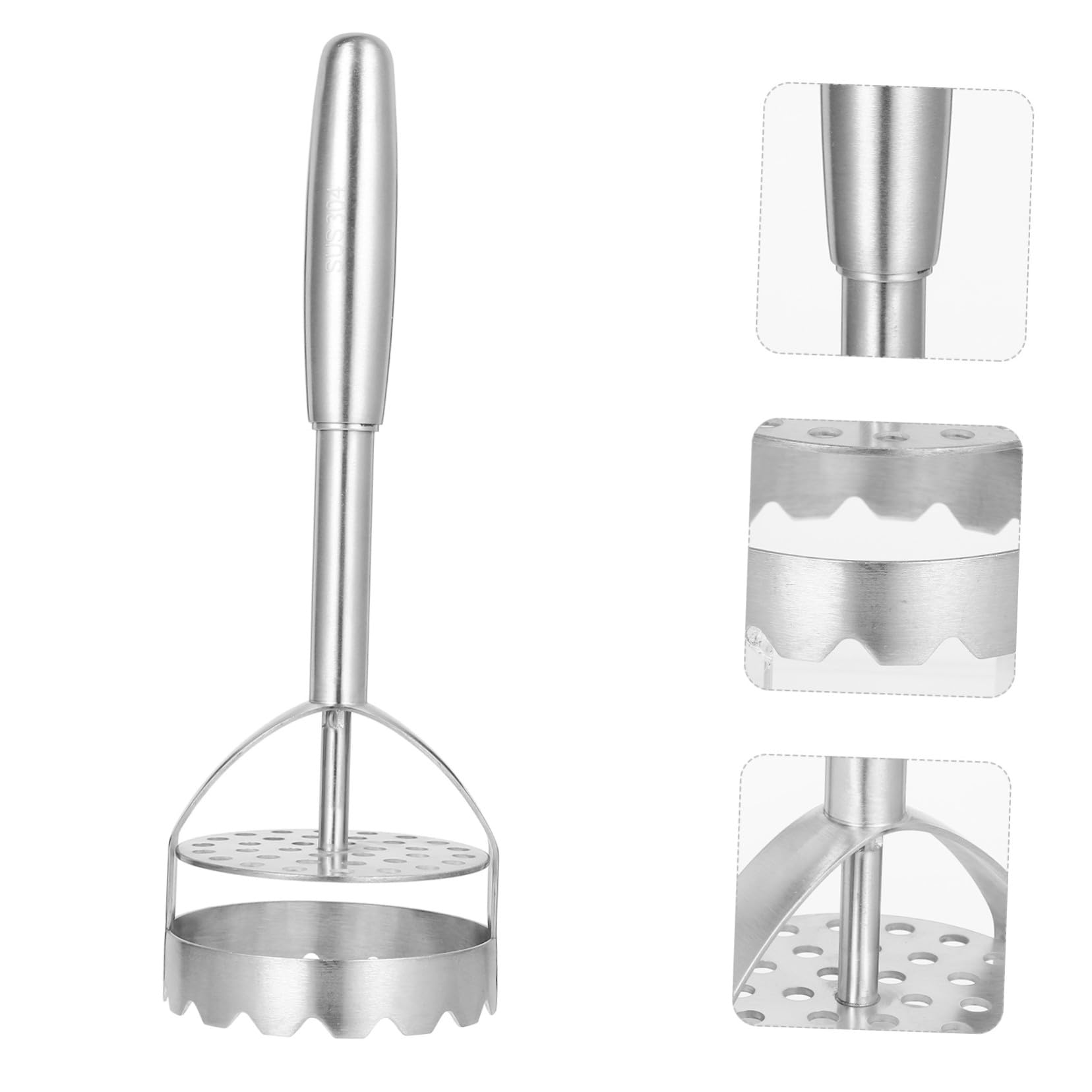 Edelstahl Kartoffelstampfer mit Ergonomischem Griff Multifunktionaler Gemüse Obststampfer Wiederverwendbarer Küchenhelfer für Feines Püree Spülmaschinenfest und Leicht zu Reinigen