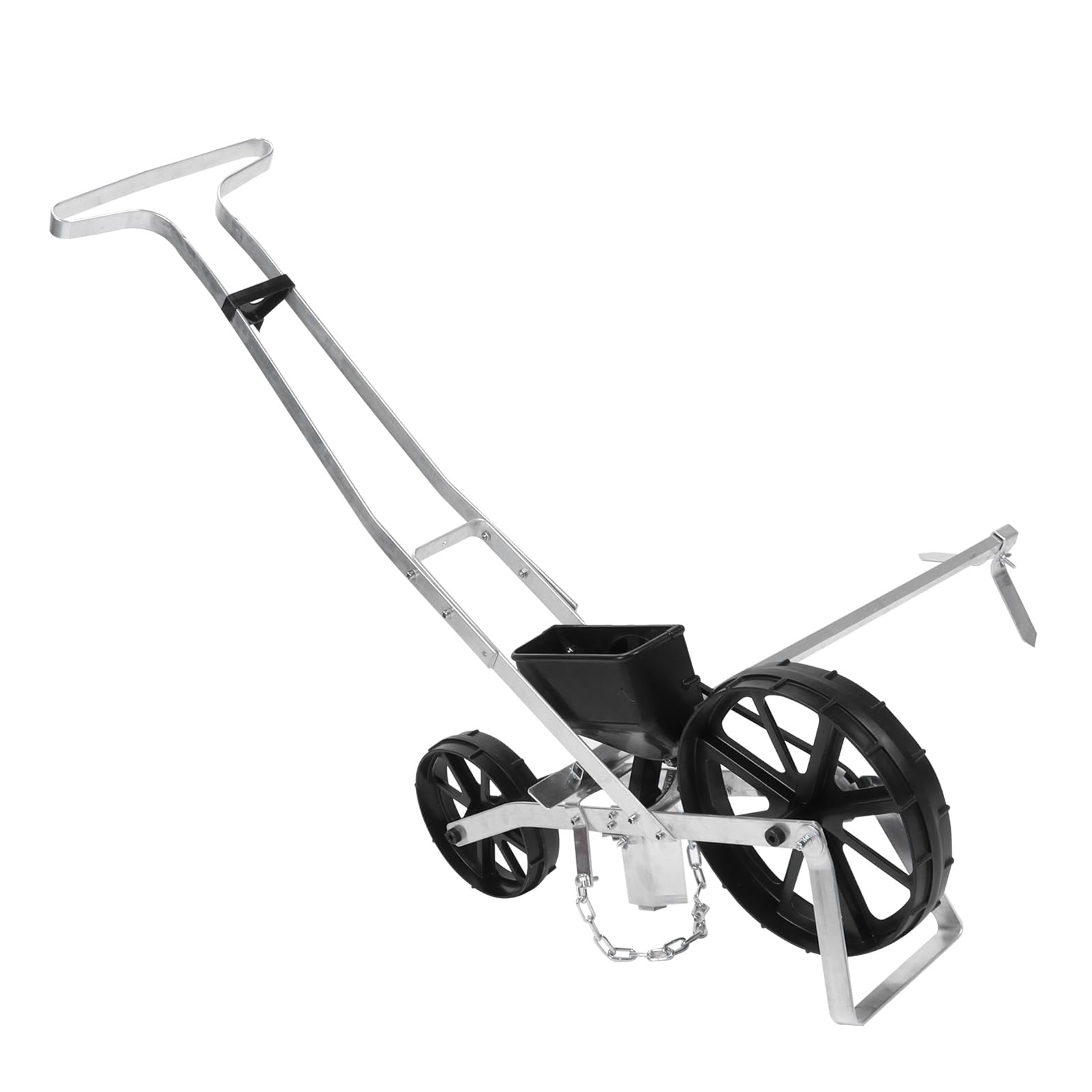 Siewnik Ogrodowy Regulowana Sadzarka Rzędowa, Aluminiowy Ręczny Siewnik Pchany do Kukurydzy, Marchwi, Sałaty, 38 ustawień Nasion, Regulowana głębokość, 95 X 80 X 18 Cm do średnich Ogrodów